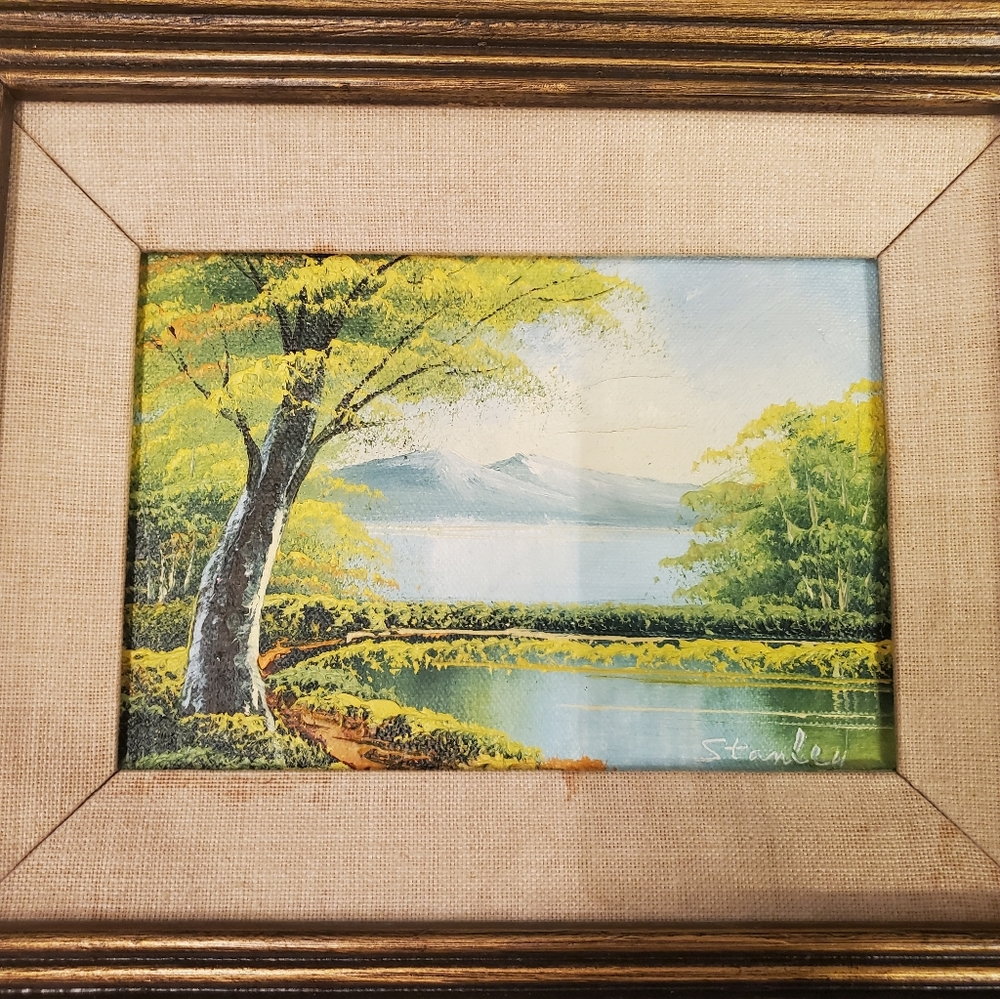 STANLEY RIVER TREE LANDSCAPE OIL ON CANVAS PAINTIN - Picture 6 of 6